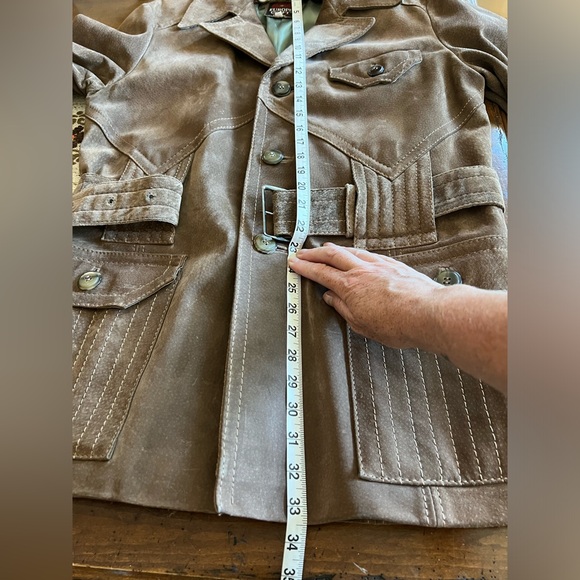 Men’s vintage suede leather coat - size 40 - Picture 9 of 15